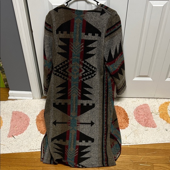 Pendleton Southwestern Patterned Cardigan in Black, Gray, and Teal - Picture 2 of 2